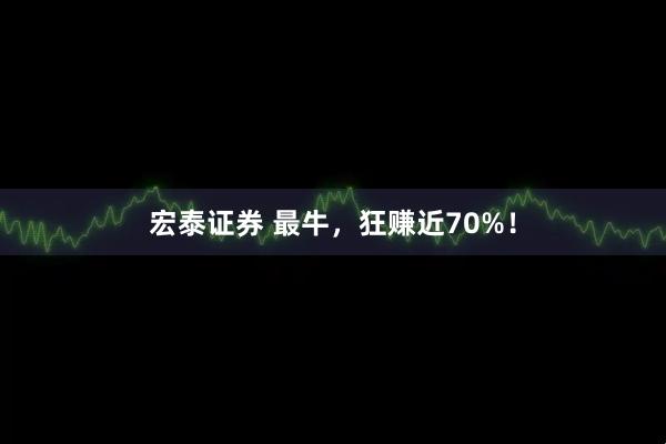 宏泰证券 最牛，狂赚近70%！